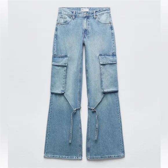 Zara BELT LOOP CARGO JEANS - Viral