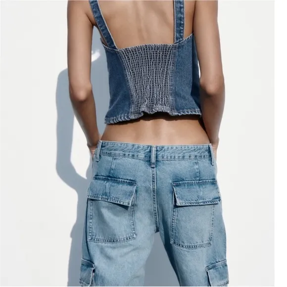 Zara BELT LOOP CARGO JEANS - Viral
