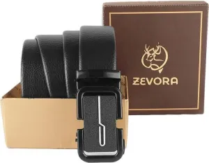 ZEVORA Men Formal Black Artificial Leather Belt