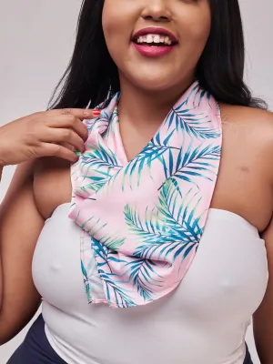 Zoya Essentials Satin Scarf - Pink Leaves